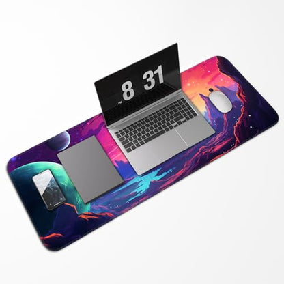 Gaming Mouse Pad, Non-Slip Rubber Base, Stitched Edges, 31.5x11.8 Inch Large Mouse Pad for Desk, Computer, Laptop, Office, (Planet Universe) - color: Cosmic Color