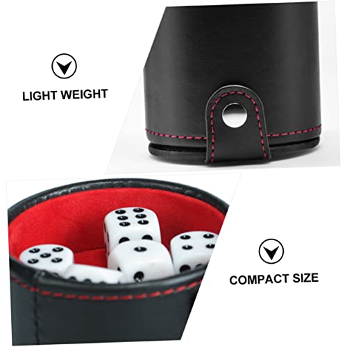 Vaguelly 1Set Leather Dice Storage Cup with Double Layer Lids Professional Dice Container for Games Includes Dice Cup and Balanced Dices Compact PU Leather Design for Easy Travel