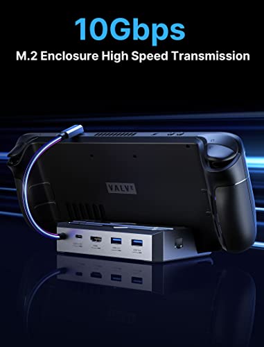 JSAUX Steam Deck Dock with 100W Charger, Docking Station for Steam/ROG Ally | for Steam Deck/ROG Ally, 4K@60Hz HDMI, Gigabit Ethernet, PD 100W, 10Gbps USB A&C 3.2, M.2 Slot (Up to 2TB), SSD Not Included