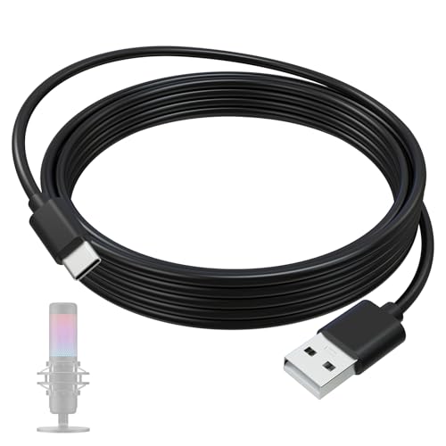 USB C Data Charging Cable Cord Compatible with HyperX QuadCast 2, SoloCast, QuadCast S USB Condenser Gaming Microphone, Replacement for TONOR TC30, Fifine A6/K688, Elgato Wave 3 Mic, 5 FT