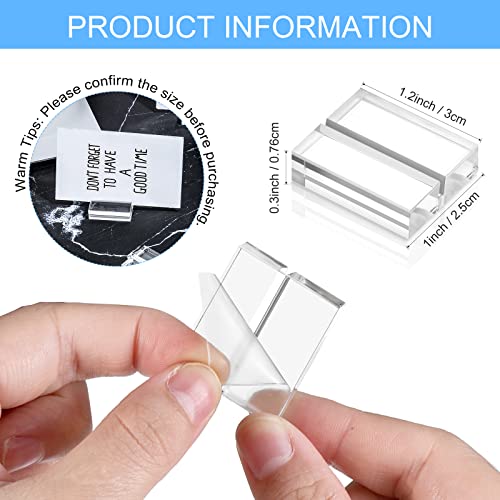 Yalikop Acrylic Place Card Holders 1.2 Inch Name Card Holder Stands Clear Table Number Stands Wedding Sign Holders Display Stand for Table Wedding Photos Office Menu Meeting(100 Pieces)