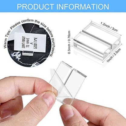 Yalikop Acrylic Place Card Holders 1.2 Inch Name Card Holder Stands Clear Table Number Stands Wedding Sign Holders Display Stand for Table Wedding Photos Office Menu Meeting(100 Pieces)