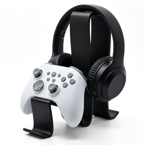 2 in 1 Universal Headphone Stand & Game Controller Holder | Wave-Shaped Universal Headset Organizer, Compatible with All Over-Ear Headphones & Xbox/PS/PC Controllers