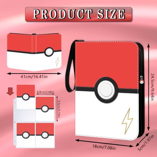 3D Card Binder 4 Pocket, 440 Embossed Cover Trading Card Album | Portable Card Collection Folder with Removable Sleeves, Trading Card Holder for TCG, Sports Cards, Gift for Collectors.