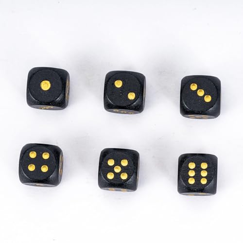Wooden D6 Dice Set 10PCS 16mm 6 Sided Dice for DND RPG Board Games | Leather Storage Bag, DM Gift, for Dungeons and Dragons Role Playing Games - color: D6-black G