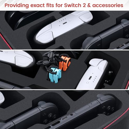 Migitec All-In-1 Travel Carrying Case Compatible with Nintendo Switch 2 | Protective Hard Case for Switch 2 Console, Dock, Pro Controllers, Joy-Con Grip, Power Adapter, 21 Games, Cables & Accessories