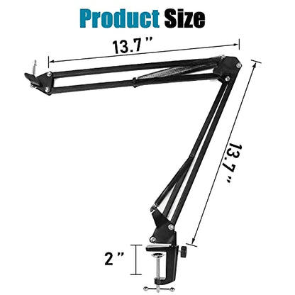 GLEAM Boom Arm Microphone Mic Stand for Blue Yeti HyperX QuadCast SoloCast Snowball Fifine Shure SM7B and other Mic, Medium