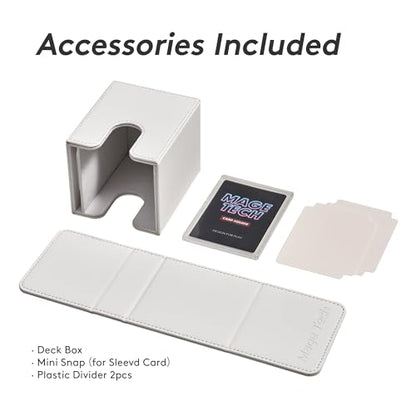 Commander Deck Box Lite - Card Display with Mini Snap Card Holder & Removable Cover, Fits 100+ Single-Sleeved Cards, Ideal for MTG, PTCG, OPCG, SWU & More (White) - color: White