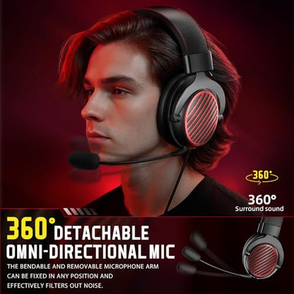 Redragon H540 Wireless Gaming Headset for PC, PS4/5, Xbox, Switch, 4-Mode(2.4G/BT/USB/3.5mm) - 7.1 Surround Sound - 53MM Drivers Gaming Headphones with Noise Canceling Mic - Memory Foam - Black