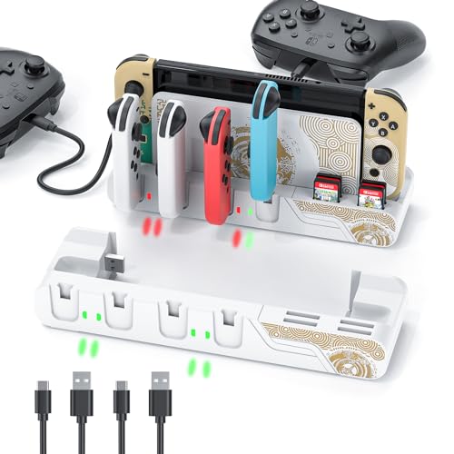Switch Controller Charging Dock Compatible with Nintendo Switch OLED-The Legend of Zelda: Tears of The Kingdom Edition ＆ Switch Model Joycon, Switch Charging Station for 6 Joycons, Game Storage Stand - color: Tears of the Kingdom Edition
