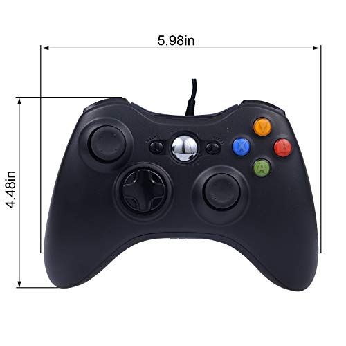 ONE250 USB Wired Game Pad Controller, Compatible with Xbox 360, Xbox 360 Slim, Windows PC - Replacement USB Wired Gamepad (Black) - color: Black