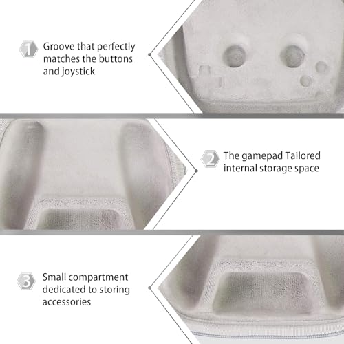 Baval Hard Case for Playstation 5 PS5 DualSense Wireless Controller | Protective Storage Box, Specifically Design for PS 5 Controller, Soft Velvet Lining, Customized Slots, Snug Fit, White Case - color: White Hard Case