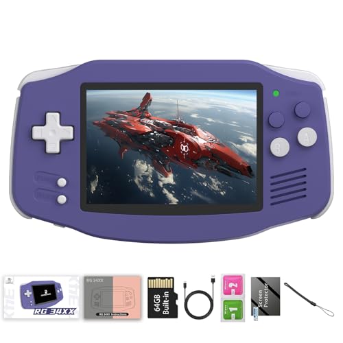 RG34XX Retro Handheld Game Consoles Classic Retro Gaming Console 64G Card Preloaded Games 5000+ rg34xx Portable Gaming Console Linux 64-bit 3500mAh Battery WiFi Bluetooth HD and TV Output Indigo - style: Indigo