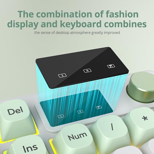 RGB Mechanical Feel Membrane Wireless Keyboard, Wired/Bluetooth/2.4G Silent ABS Ball Cap Gasket Structure Gaming Office Keyboard for PC/Mac/Win(White Green) - color: White green