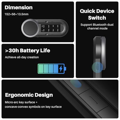 HUION Keydial Remote Bluetooth Macro Pad, 6-Set 8 Customized Keys & 2 Dial | Wireless Programmable Keypad, OLED Display, Work with PC, Mac, Mobile, One-Hand Shortcut Keyboard for Drawing Tablet, Laptops - size: Dual Bluetooth