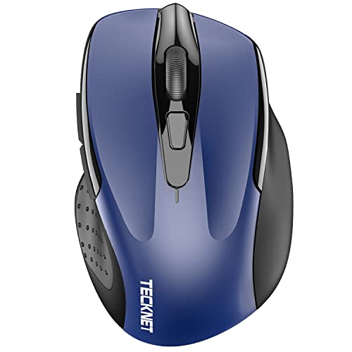 TECKNET Wireless Mouse, BT 5.0/2.4G, Silent 4800 DPI 6 Buttons, Blue | Bluetooth 5.0/3.0 & USB A, 2-Device Easy Switch, Wide OS Compatible, 6-DPI, Ergonomic for S/M Hands, Extended Battery - color: Blue