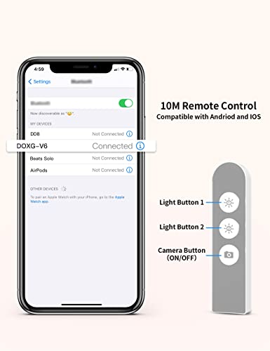 Viozon Extendable Selfie Stand 360° Rotation with Phone Holder, Rechargeable Wireless Foldable 7 Brightness LED Light for Live Streaming/YouTube/Tiktok/Video Recording/Photography/Reading (V6W)