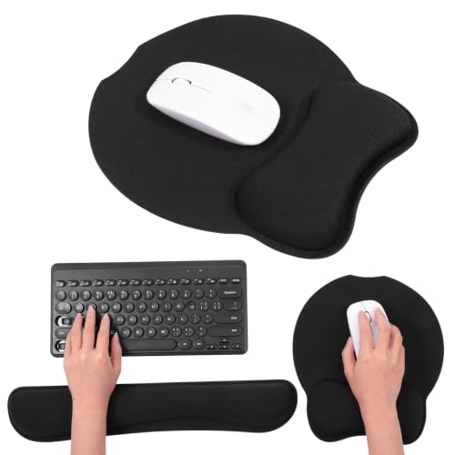 6 Pcs Mouse Pad and Keyboard Wrist Rest, Keyboard and Mouse Pad Set with Wrist Support, Ergonomic Memory Foam Wrist Rest for Computer Keyboard Office, Gaming, Computer, Laptop, Typing Comfort