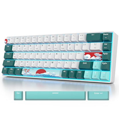 surmen Wireless 65% Mechanical Keyboard Hot Swappable, 68 Keys Bluetooth Gaming Keyboard with Quiet Linear Yellow Switch for PC Mac Gamer(Gateron Yellow, Forest 68) - color: Forest 68-Yellow Switch
