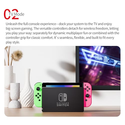 Tideal Set of Replacement Controller for Nintendo Switch - Compatible with Nintendo Switch (1) / OLED/Lite - Dual Vibration/Motion Control / 6-Axis Gyro (Green & Pink) - color: Green & Pink