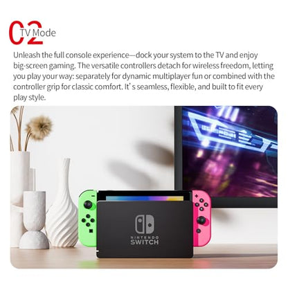 Tideal Set of Replacement Controller for Nintendo Switch - Compatible with Nintendo Switch (1) / OLED/Lite - Dual Vibration/Motion Control / 6-Axis Gyro (Green & Pink) - color: Green & Pink