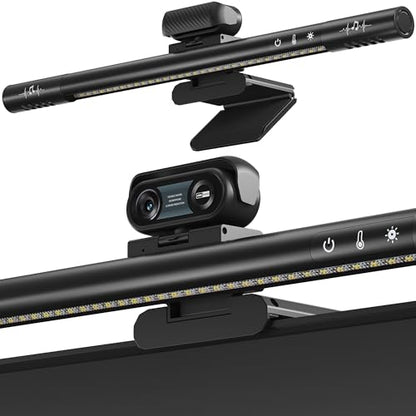 4-in-1 4K Webcam with Microphone and Speaker, Noise Cancellation, Privacy Cover, Auto Light Correction, 90° FOV , Plug & Play USB Camera with Monitor Light Bar, Webcam for PC/Meeting/Online Video