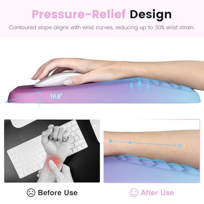 Ospelelf Mouse Pad with Wrist Rest Ergonomic Comfortable Pain Relief Mousepad Wrist Support for Computer Purple - color: Purple