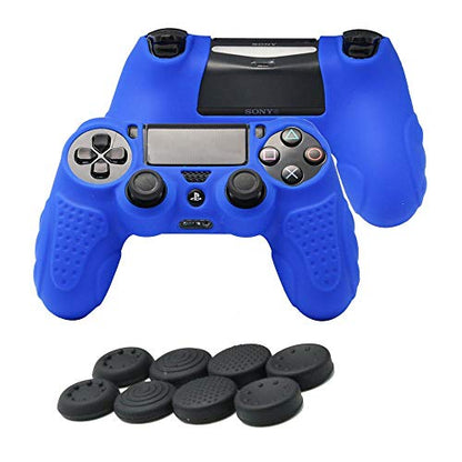 CHINFAI PS4 Controller DualShock4 Skin Grip Anti-Slip Silicone Cover Protector Case for Sony PS4/PS4 Slim/PS4 Pro Controller with 8 Thumb Grips (Blue) - color: Blue