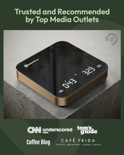 Maestri House S2 Espresso Coffee Scale with Timer 0.1g Precision Shot Scale | USB-C Rechargeable, Dual Timing Modes, 2kg/0.1g Digital Scale with Borosilicate Glass Top for Espresso and Pour-Over Brewing - color: Black&Gold