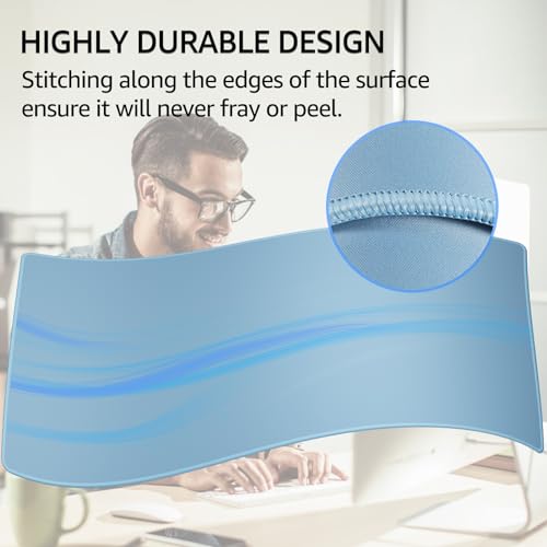 KTRIO Large Gaming Mouse Pad, Desk Mat, 31.5 x 15.7 in, Ice Blue, XXL | Smooth Micro-Weave Surface, Artistic Pattern Design, Non-Slip Rubber Base, Durable Stitched Edges, Office & Home Use - color: Ice Blue, size: 31.5l X 15.7w Inches