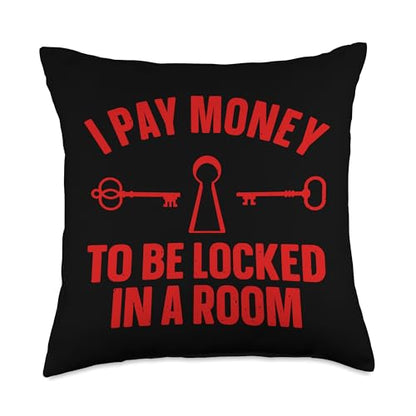 Funny Escape Room Art for Men Women Escape Game Escape Room Throw Pillow - size: 18x18