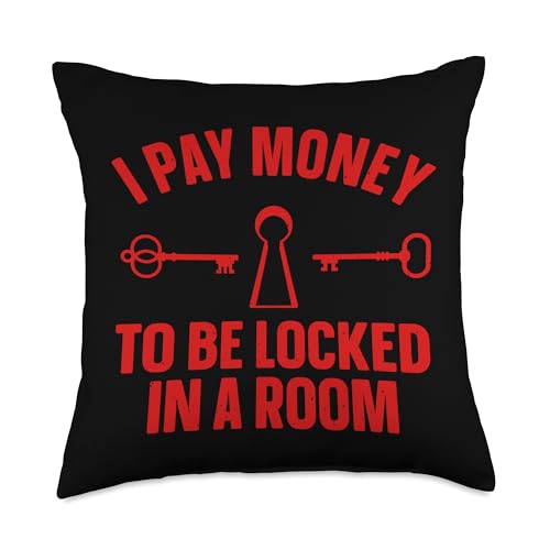 Funny Escape Room Art for Men Women Escape Game Escape Room Throw Pillow - size: 18x18