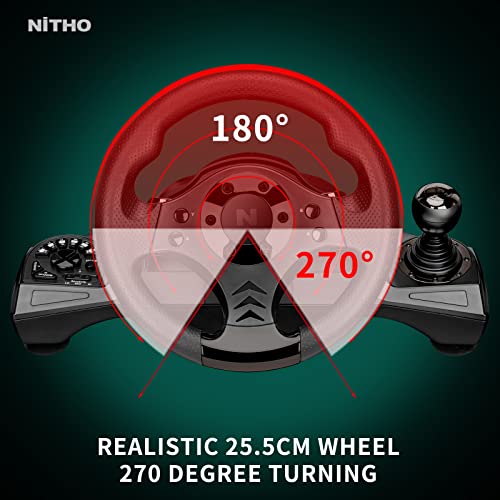 Nitho Drive Pro V16 Gaming Steering Wheel with Pedals and Shifter, 270 Degrees Racing Wheel with Dual Vibration, Compatible with PC, PS3, PS4, Xbox One, Xbox Series X|S and Switch - color: Drive Pro V16