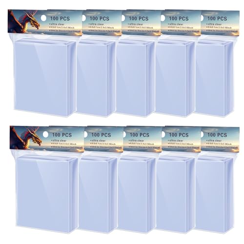 1000 Counts Soft Clear Perfect Fit Card Sleeves for Trading Cards, Exact Fit Protector for TCG, Sports (Basketball, Baseball, Football) and Collectible Cards,Plastic Penny Sleeves (1000)