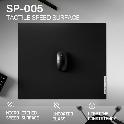 Wallhack SP-005 Glass Gaming Mouse Pad, Large, Black | Speed Surface, Esports Mousepad With Smooth Low-Friction Glide, Tempered Glass, Ergonomic Low Profile, Carry Case Included - color: SP-005 Speed | Black