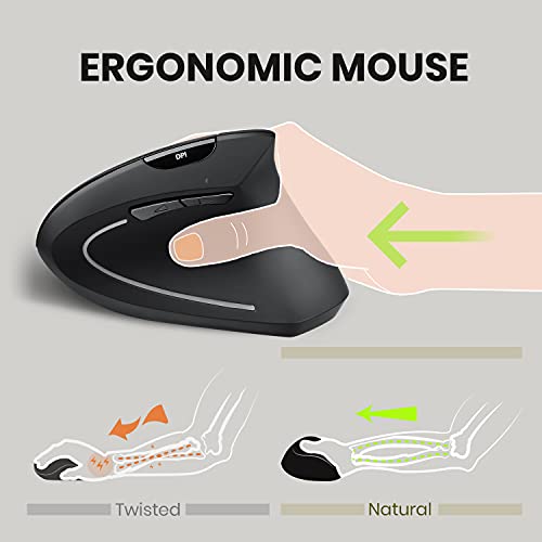 Perixx PERIMICE-713 Wireless Ergonomic Vertical Mouse - 800/1200/1600 DPI - Right Handed - Recommended with RSI User - style: Wireless