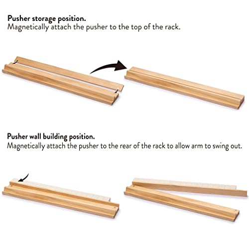 Yellow Mountain Imports 18-Inch Natural Pine Wooden Mahjong Racks with Pushers - Set of 4 (Racks with Pushers Only) - color: Natural Pine