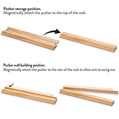 Yellow Mountain Imports 18-Inch Natural Pine Wooden Mahjong Racks with Pushers - Set of 4 (Racks with Pushers Only) - color: Natural Pine