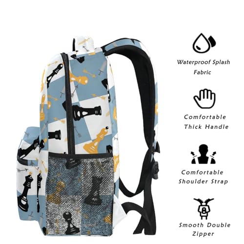 Backpack Blue White Chess Board Bookbag Daypack Travel Hiking Camping School Laptop Bag - color: Multi Pattern 26