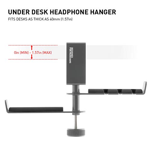 ADV. Dual Suspension Headphone Stand – Floating Headset Stand with 360° Rotating Arm, Adjustable Clamp for Desk/Table, Steel Metal Holder, 3.5mm Jack Mount, Universal Fit, [Grey] - color: Grey