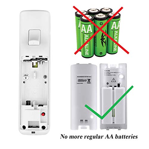 NIFERY Wii Remote Batteries Rechargeable, 2 Pack 2800mAh Rechargeable Batteries for Wii/Wii U Remote Controller (White) - color: White