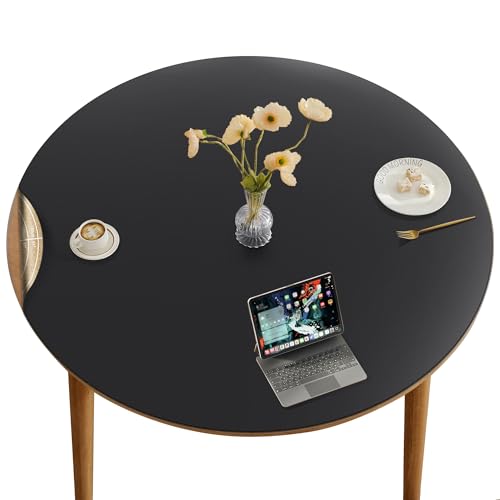 CENNBIE 54 Inches Round Cork Leather Dining Table Mat (Black) | Heat & Water Resistant, Non-Slip Cork Base, Cut-to-Fit 42-54" Round Tables, Protects Dining from Spills , Easy Clean - color: Black, size: 54" (Round)
