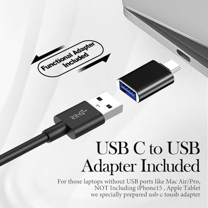 LXTNFU Computer Speakers for Desktop Monitor,Single Speakers for Desktop PC,Laptop Speaker with Loud Sound,Volume Control Easily Clamps to Monitors(USB-C to USB Adapter Included) (Black) | Loud Stereo Sound,Rich Bass, Easy Clip-On for Monitor, 3-Button Vo