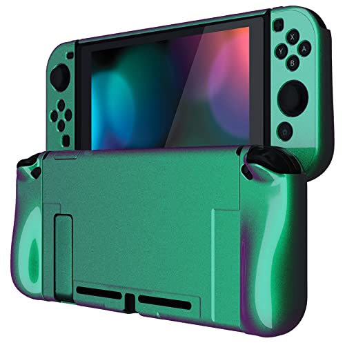 PlayVital Ergonomic Grip Case for Nintendo Switch, Upgraded Protective Hard Case Protector for Switch - Shock-absorbent Anti-Scratch Dockable Durable Cover Game Accessories, Chameleon Green Purple - color: Chameleon Green Purple