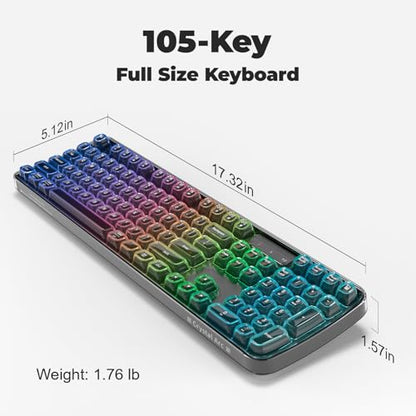 MOFII Clear Curved Ergonomic Wireless Keyboard, Tri-Mode BT5.0/2.4G/USB-C | RGB Backlit, Rechargeable, Full-Size Computer Keyboards for Laptop/PC/Desktop/iPad/Smartphone/Smart TV, Black - color: Black