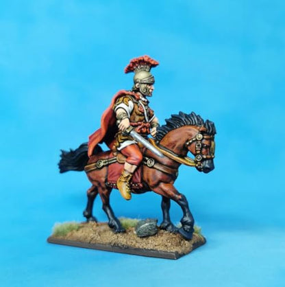 Wargames Delivered - Victrix Early Imperial Roman Mounted Generals with Bonus Miniature STL Download – 12 Detailed 28mm Miniatures with Generals, Legates, Centurions & Horses Miniature Wargaming