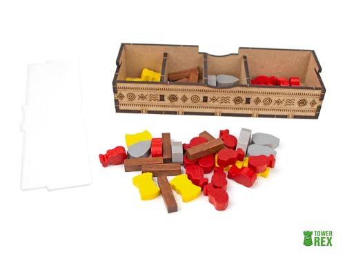 TowerRex Organizer for Paleo Board Game and Paleo Expansions, Board Game Insert, Token Tray, Card Holder, Board Game Accessories