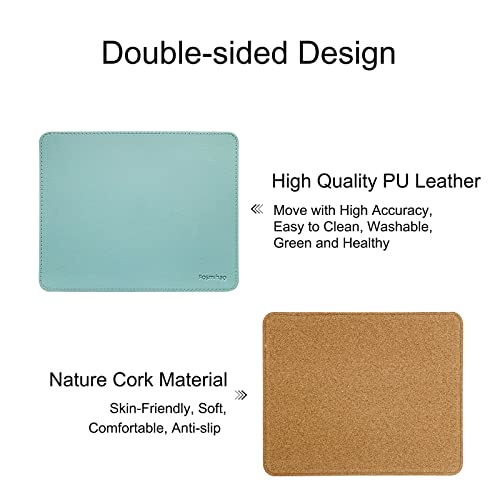 Leather Double Side Mouse Pad With Stitched Edge - Waterproof Ultra Thin for Computers, Laptop, Office & Home, 10.2 x 8.3 Inch, 1 Pack (Azury) - color: Azury