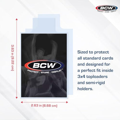 BCW Tabbed Card Sleeves (200 Pack) – Grading Sleeves for PSA, BGS, SGC, CSG, & HGA, Pull Tab for Standard Cards | Fits Toploaders & Semi Rigid Holders | Acid-Free, Archival Safe - style: 200 Pack