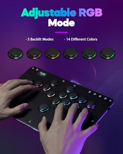 Haute42 Leverless Arcade Stick, Hot-Swap 16-Key Fighting Controller (Black) | Custom RGB & Turbo Functions & Hot Swap Supported, Compatible with PC/Ps3/Ps4/Switch/Steam - color: Black
